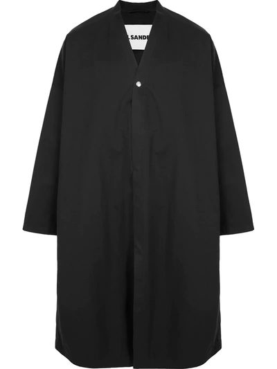 Jil Sander Mid-length Oversize Coat In Black