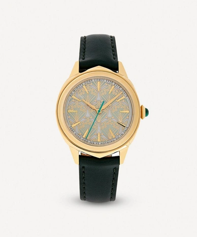 Liberty Lasenby Iphis Gold-plated Leather Strap Watch In Green