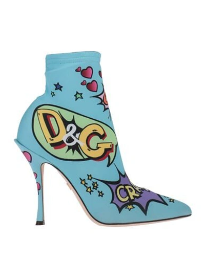 Dolce & Gabbana Blue Wow Neoprene Stretch Boots Shoes In Turquoise