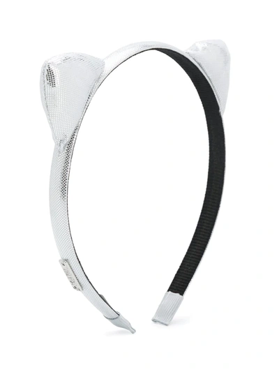 Karl Lagerfeld Kids' Cat Ear Hairband In Metallic