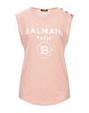 Balmain T-shirts In Salmon Pink