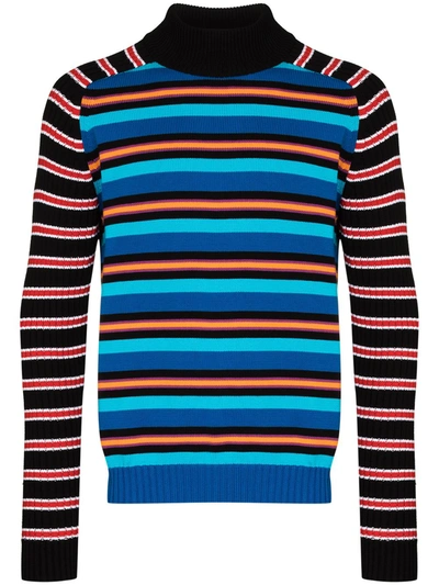 Agr Horizontal-stripe Knitted Jumper In Schwarz