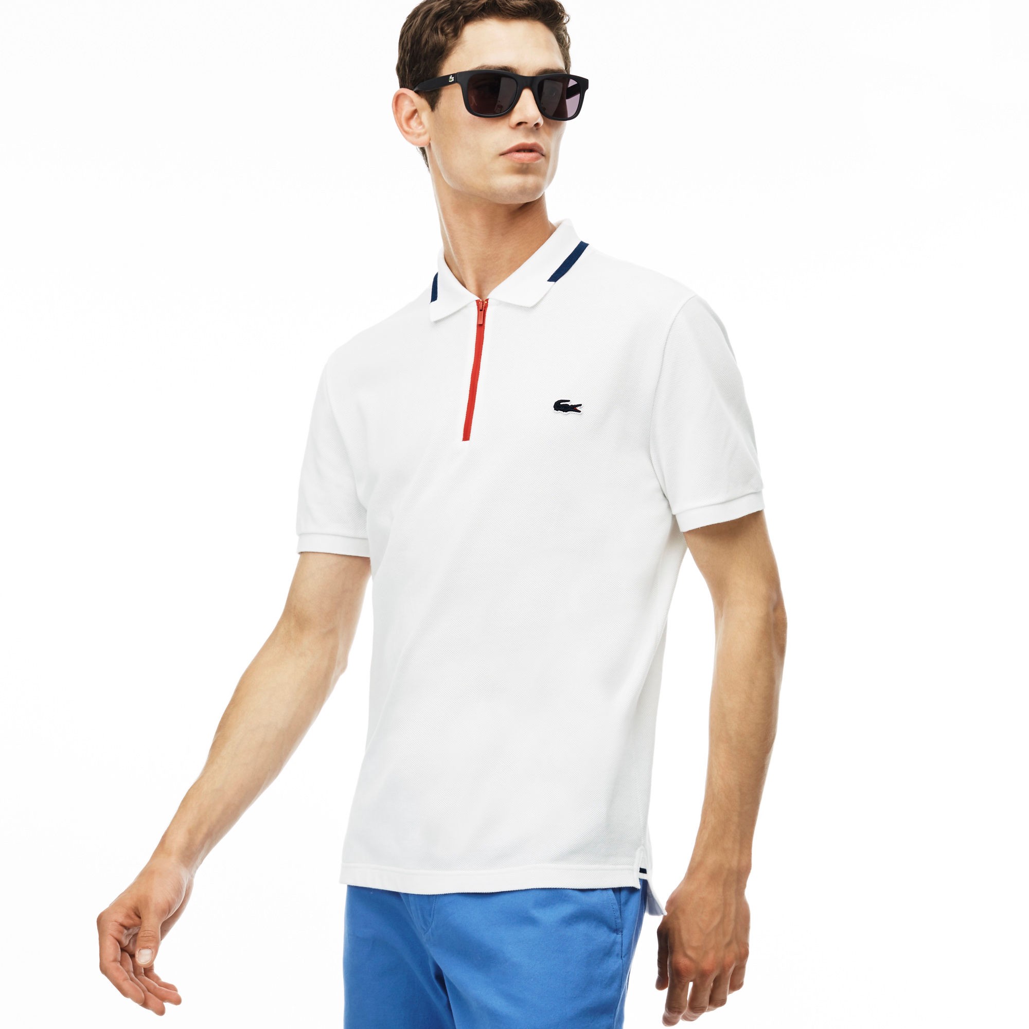 lacoste zip up polo