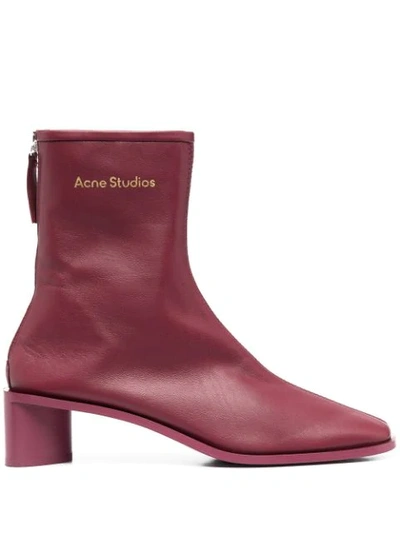 Acne Studios Square Toe Booties Burgundy/burgundy In Red