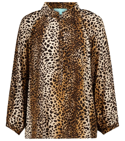 Melissa Odabash Lauri Cheetah-print Blouse In Brown