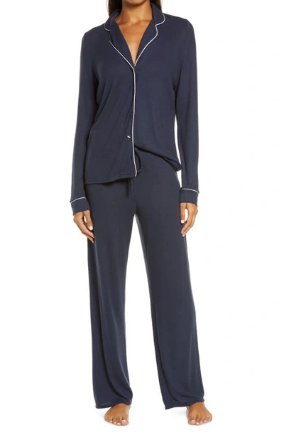 Nordstrom Brushed Hacci Pajamas In Navy Blue