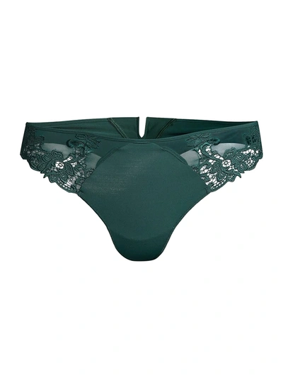 Simone Perele Saga Floral Lace Thong In Peacock