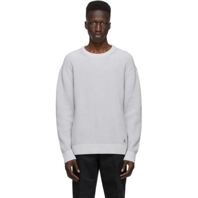 Dunhill Grey Engineered Rib Military Sweater In Lilac
