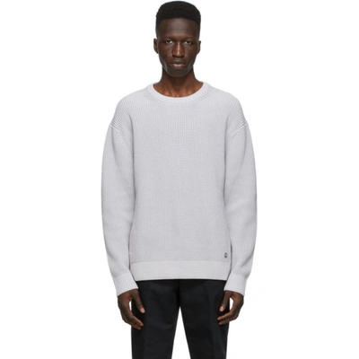 Dunhill Grey Engineered Rib Military Sweater In 103 Pumice