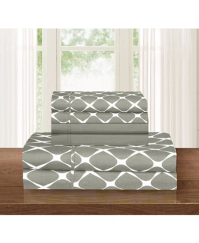 Elegant Comfort Geometric Printed Microfiber 6-pc. Sheet Set, Queen In Grey