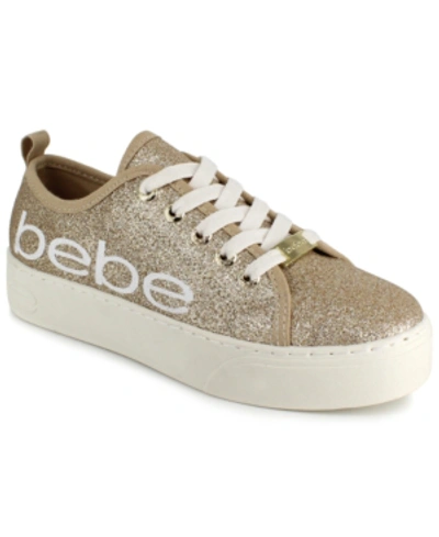 Bebe Women's Dovie Logo Platform Sneaker Women's Shoes In Gold Gltte