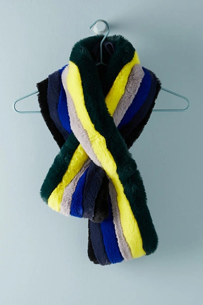 Kule Striped Faux Fur Scarf In Assorted