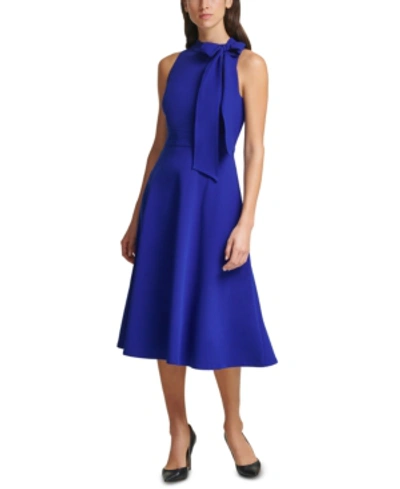 Vince Camuto Bow-neck Midi Dress In Cobalt