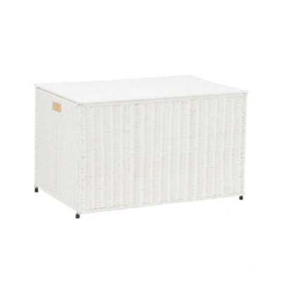Household Essentials Large Wicker Storage Chest, White In Arctic White