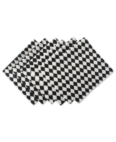 Design Imports Harelquin Print Napkin, Set Of 6 In White