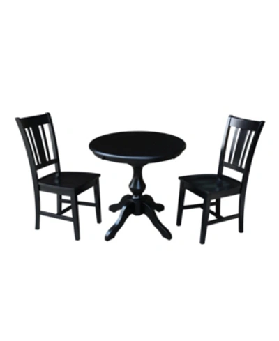 International Concepts 30" Round Top Pedestal Table- With 2 Madrid Chairs In Black
