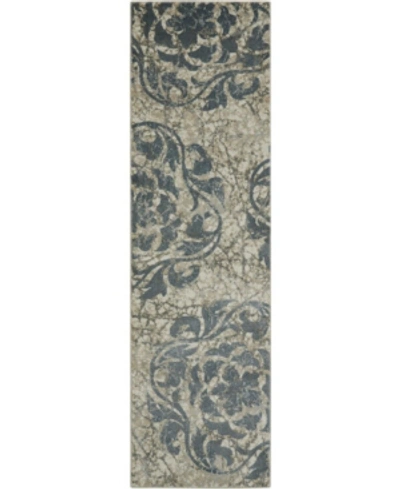 Long Street Looms Samuel Sam10 Ivory 2'2" X 7'6" Runner Rug In Ivory Blue