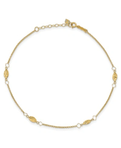 Macy's Rice Puff Bead Anklet In 14k Yellow Gold