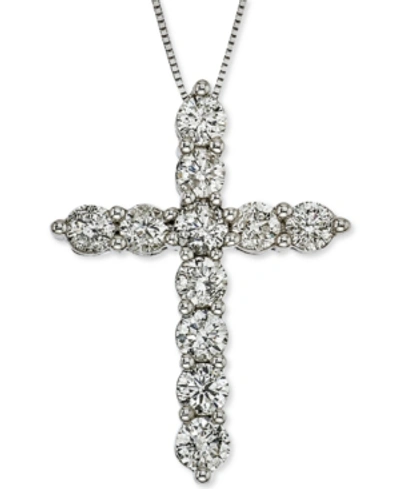 Macy's Diamond Cross 18" Pendant Necklace (2 Ct. T.w.) In 14k White Gold