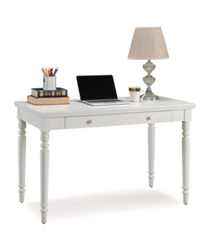 Leick Cottage White Turned Leg Laptop Desk With Center Drawer In Natural