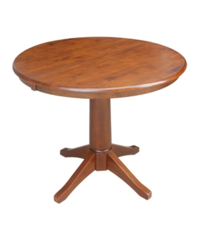 International Concepts 36" Round Top Pedestal Table With 12" Leaf In Honey Brown