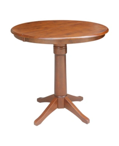 International Concepts 36" Round Top Pedestal Table With 12" Leaf In Honey Brown