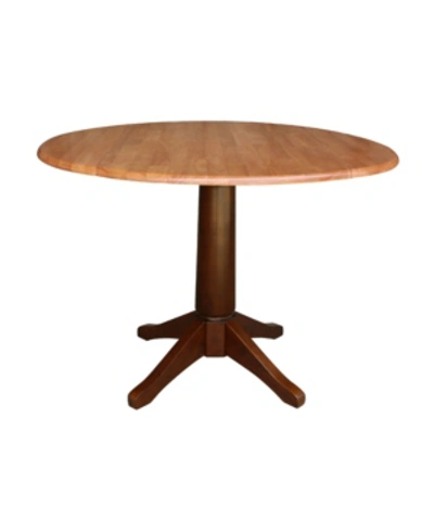 International Concepts International Concept 42" Round Dual Drop Leaf Pedestal Table In Brown
