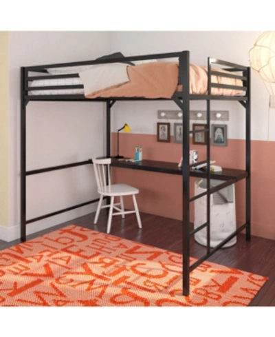 Everyroom Mason Metal Full Loft Bed With Desk In Black