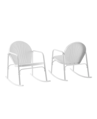 Crosley Griffith 2 Piece Outdoor Rocking Chair Set In White
