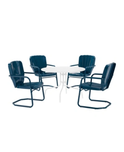 Crosley Ridgeland 5 Piece Outdoor Dining Set In Blue