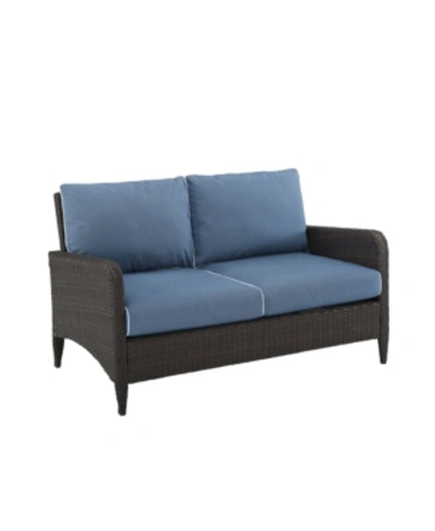 Crosley Kiawah Outdoor Wicker Loveseat In Blue