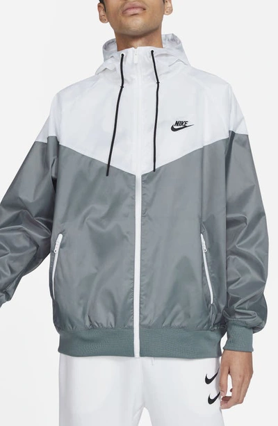 Nike Men's  Sportswear Windrunner Hooded Jacket In Grey/white