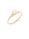 Zoë Chicco Diamond & 4mm White Pearl Ring In Yellow Gold