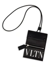 Valentino Garavani Garavani Vltn Leather Lanyard Pouch In Nero Bianco