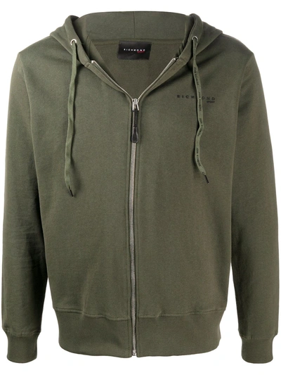 John Richmond Maruski Zip-front Hoodie In Green