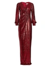 Teri Jon By Rickie Freeman Women's Long-sleeve Sequin Gown In Wine