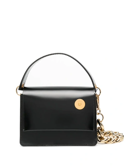 Kara Black Leather Baby Pinch Tote Bag In Black Gold