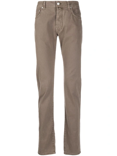 Jacob Cohen Low-rise Straight Leg Trousers In Brown