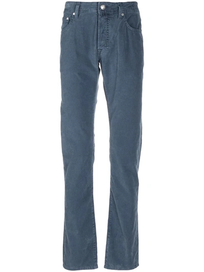 Jacob Cohen Mid-rise Straight Leg Trousers In Blue