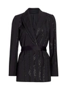 Brunello Cucinelli Women's Sequin Stripe Wool-blend Wrap Jacket In Black