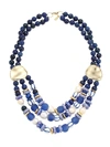 Akola Women's 14mm-18mm Pearl & Glass Bead Triple-strand Necklace In Blue Multi