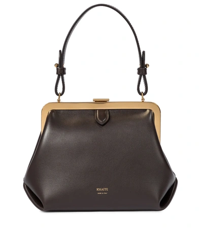 Khaite Agnes Small Leather Top-handle Bag In Brown