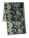 Kiton Multi Floral Silk Scarf In Olive Teal