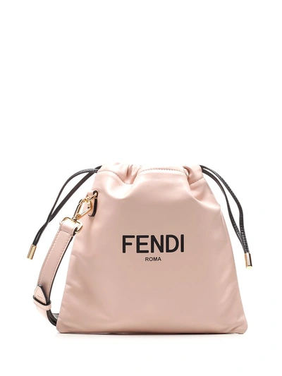 Fendi Logo Print Small Bucket Bag In Pink
