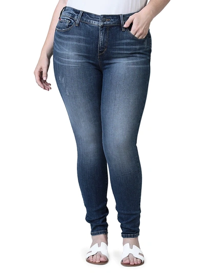 Slink Jeans, Plus Size Mid-rise Distressed Jeggings In Layla