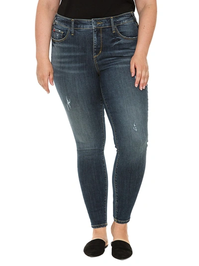 Slink Jeans, Plus Size Mid-rise Distressed Jeggings In Sofia