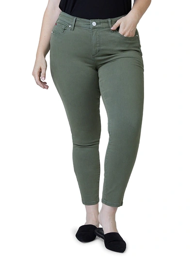 Slink Jeans, Plus Size Mid-rise Jeggings In Pine