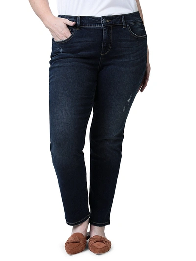 Slink Jeans, Plus Size Mid-rise Distressed Slim-leg Jeans In Karina