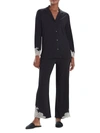 Natori Luxe Shangri La 2-piece Notch Pajama Set In Black