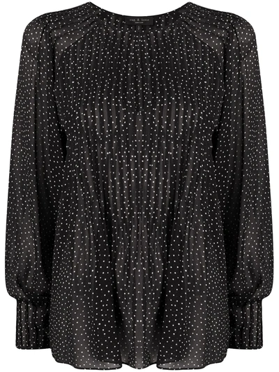 Rag & Bone Pintucked Polka-dot Blouse In Black/ White